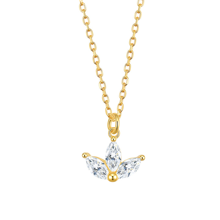 Marquise Flower Pendant Necklace Sterling Silver