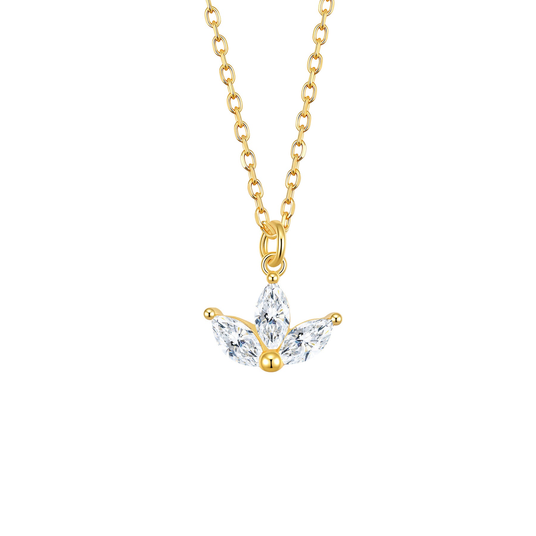 Marquise Flower Pendant Necklace Sterling Silver