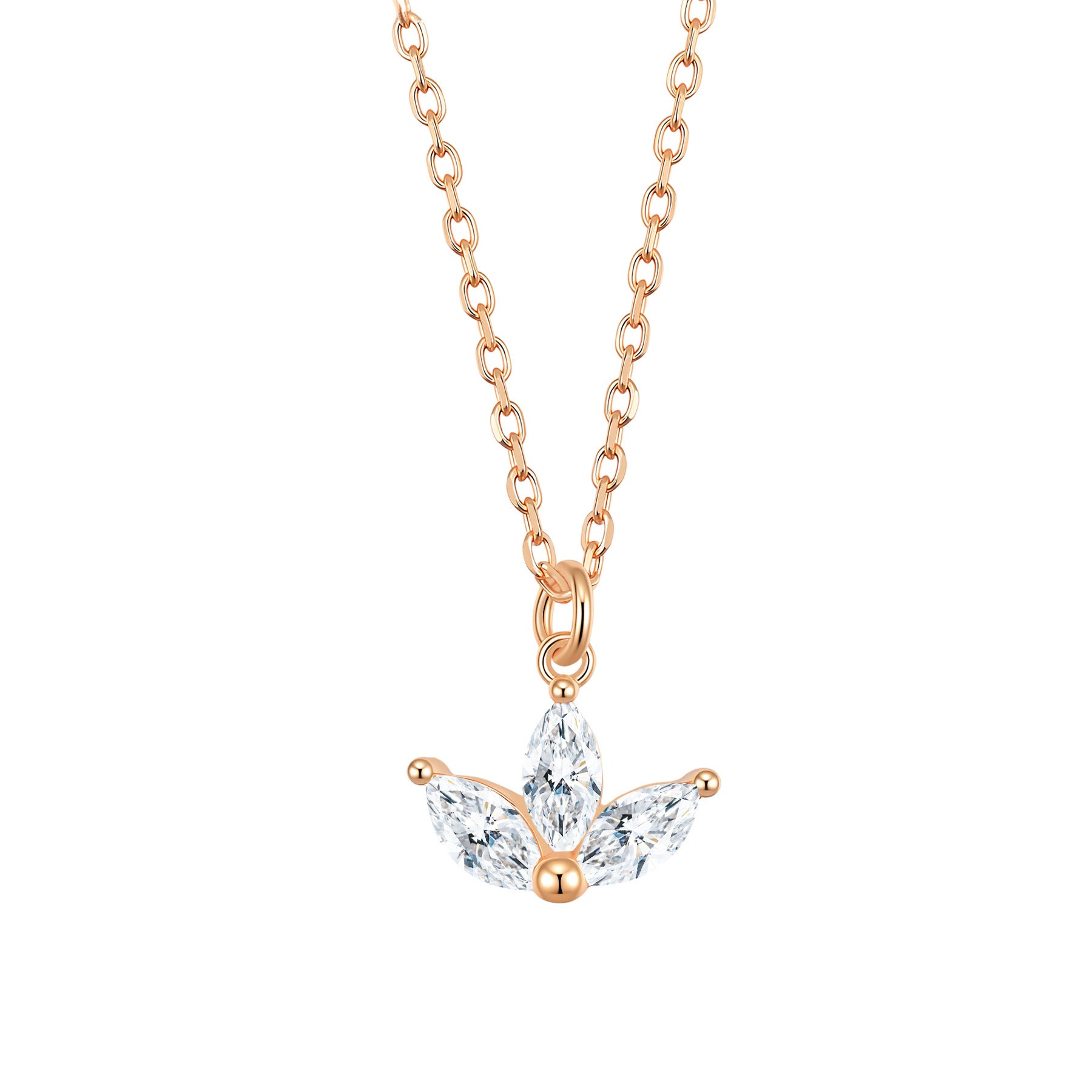 Marquise Flower Pendant Necklace Sterling Silver