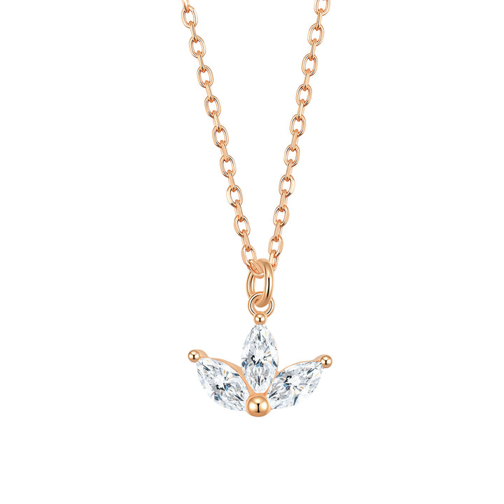 Marquise Flower Pendant Necklace Sterling Silver