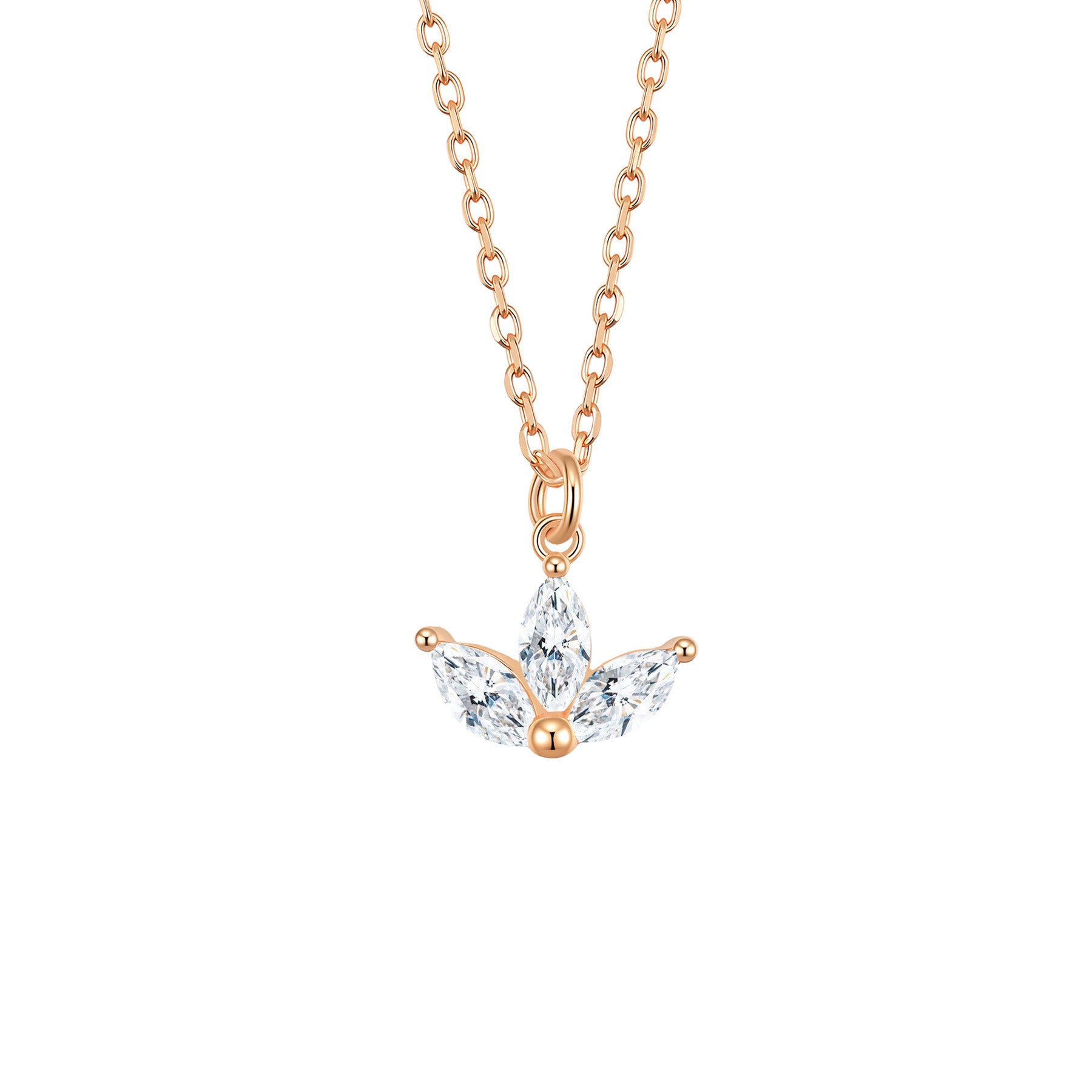 Marquise Flower Pendant Necklace Sterling Silver