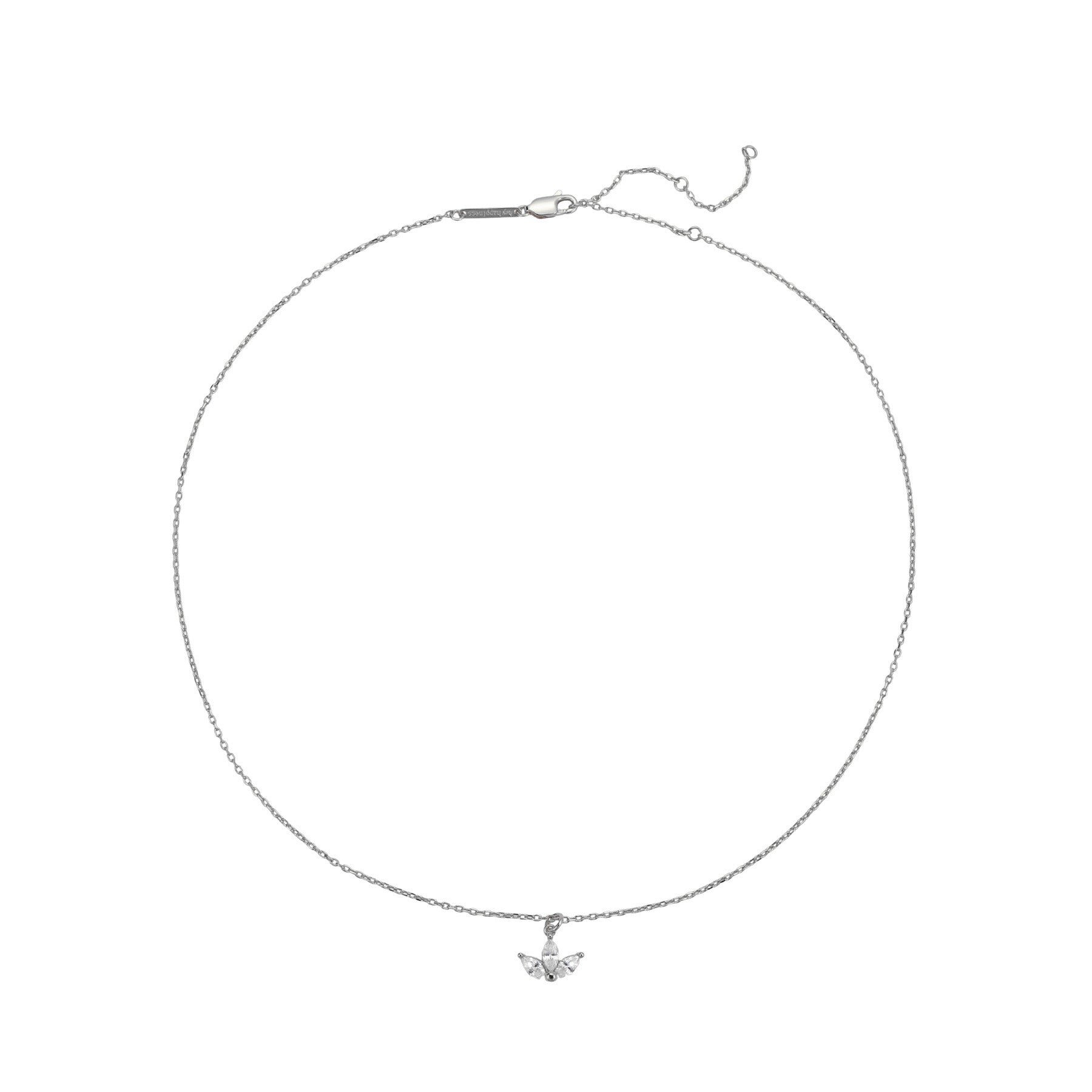 Marquise Flower Pendant Necklace Sterling Silver