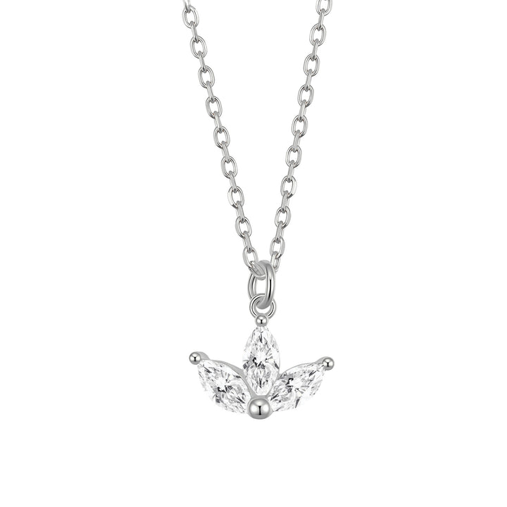 Marquise Flower Pendant Necklace Sterling Silver