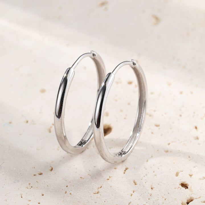 Mid Chunky Hoop Earrings Sterling Silver