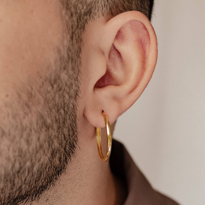 Mid Chunky Hoop Earrings Sterling Silver