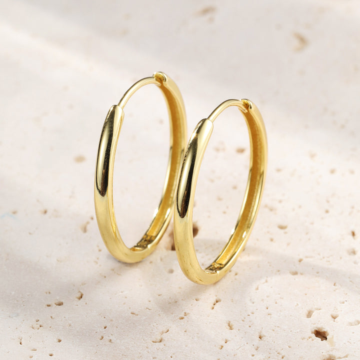 Mid Chunky Hoop Earrings Sterling Silver