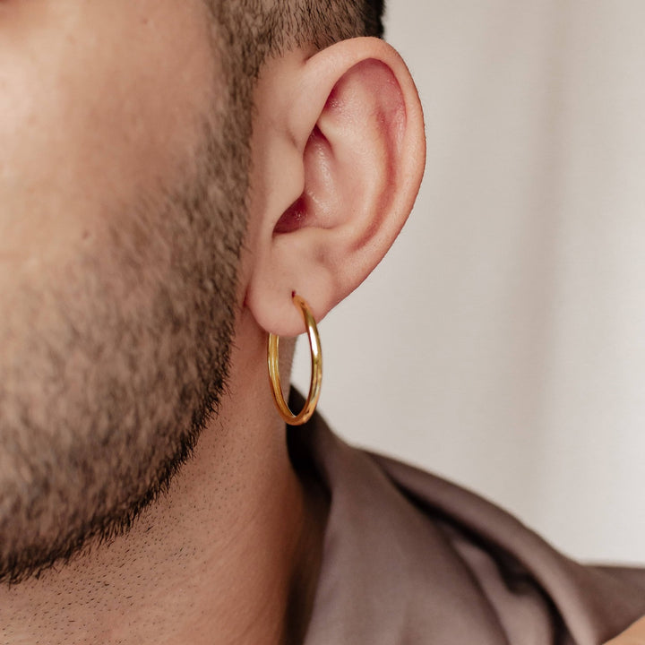 Mid Chunky Hoop Earrings Sterling Silver