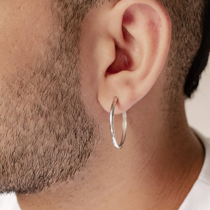 Mid Chunky Hoop Earrings Sterling Silver