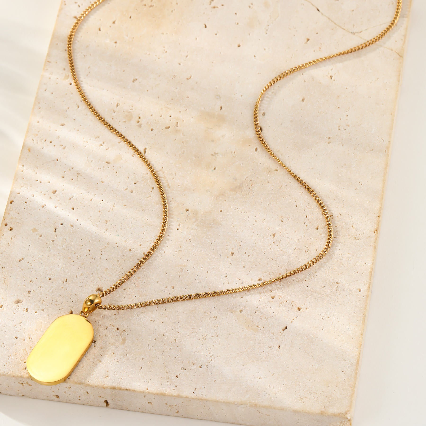 Minimalist Tag Pendant Necklace Waterproof