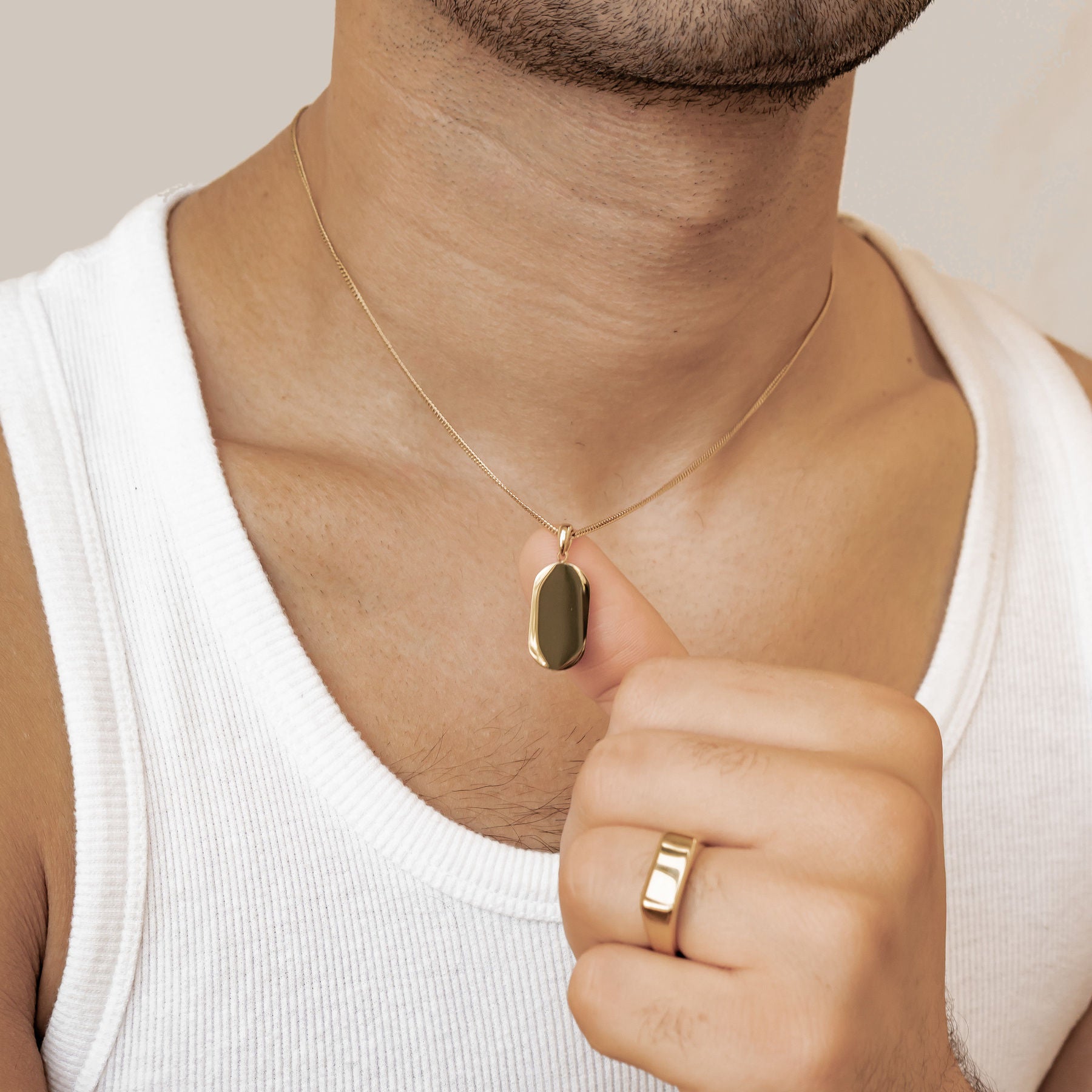 Minimalist Tag Pendant Necklace Waterproof