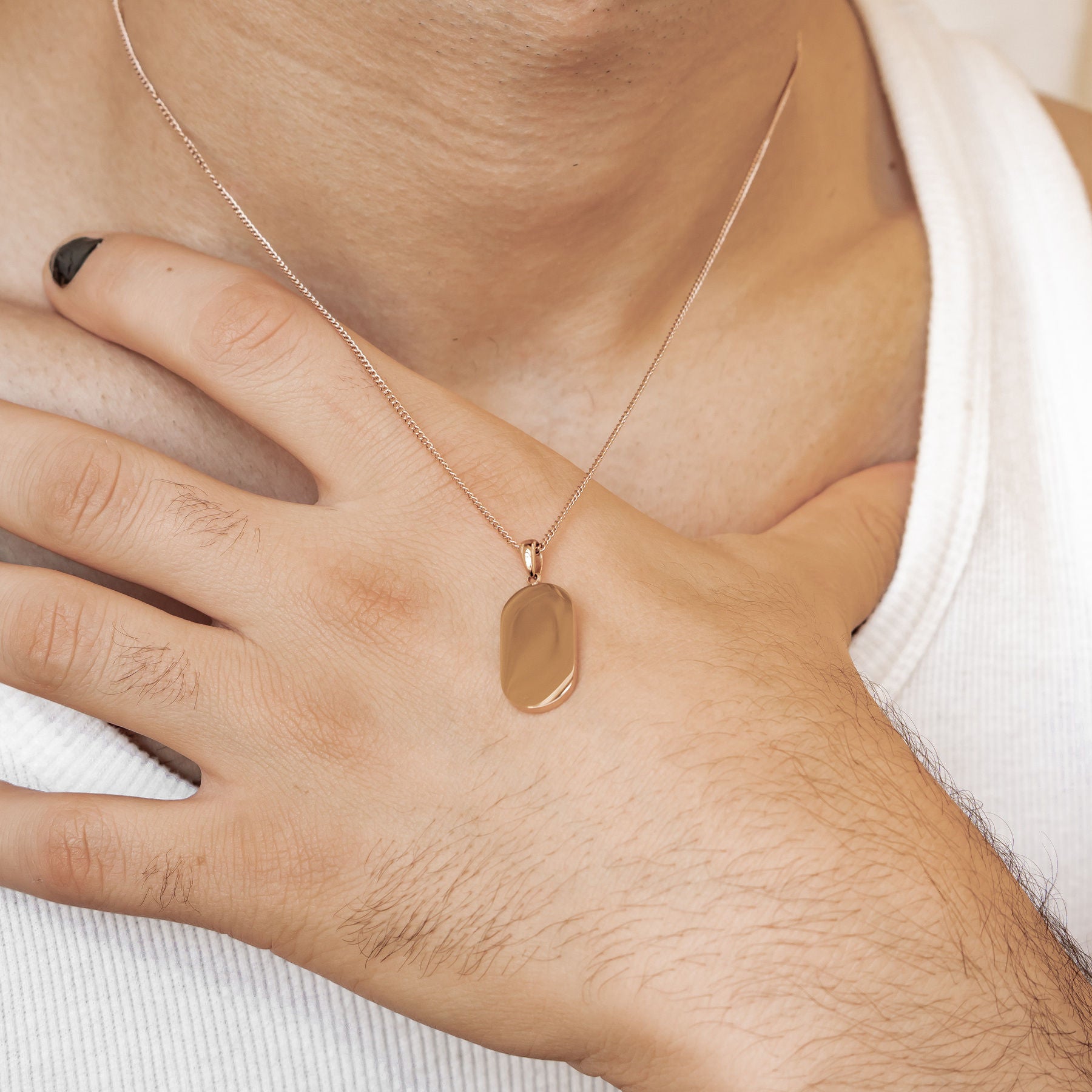 Minimalist Tag Pendant Necklace Waterproof