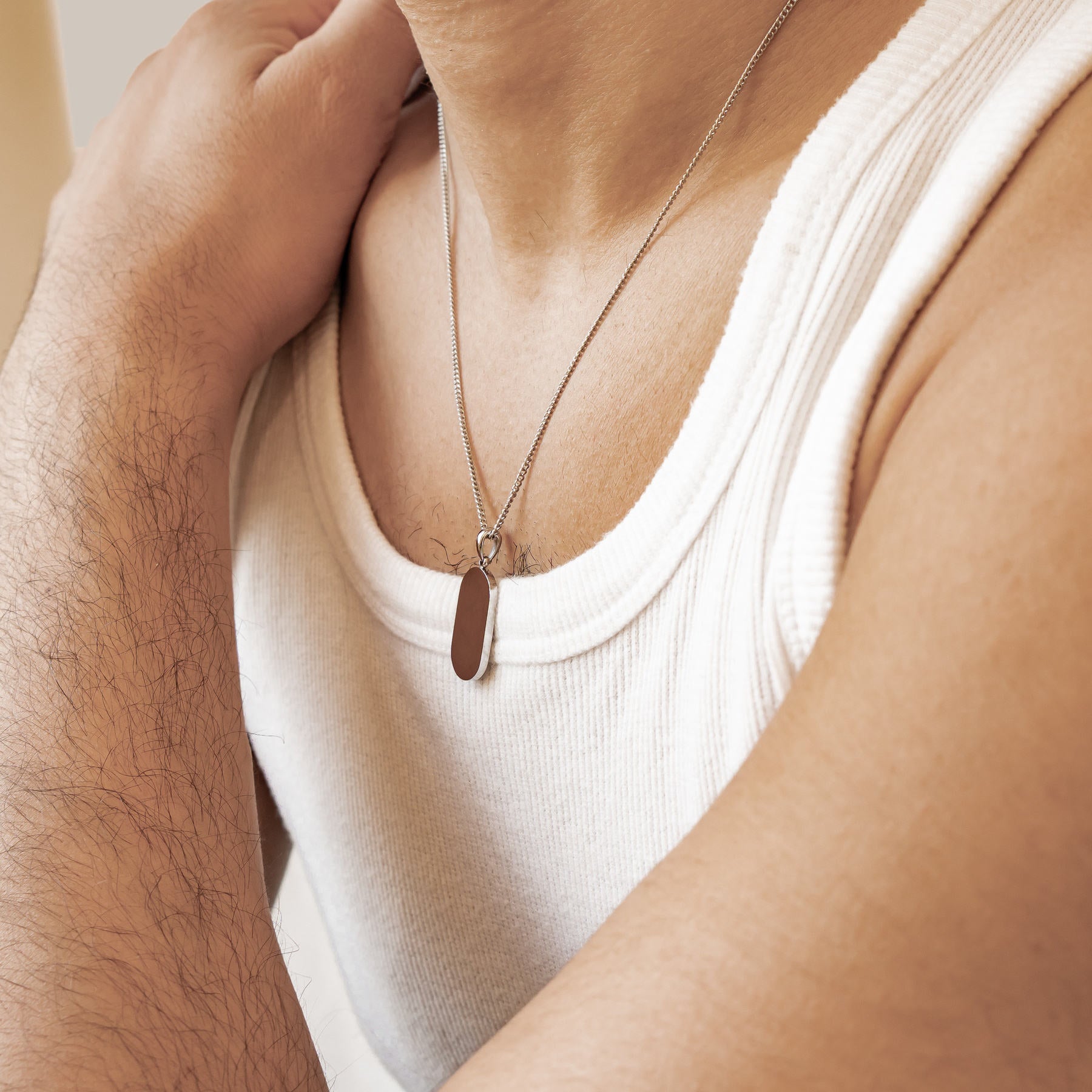 Minimalist Tag Pendant Necklace Waterproof
