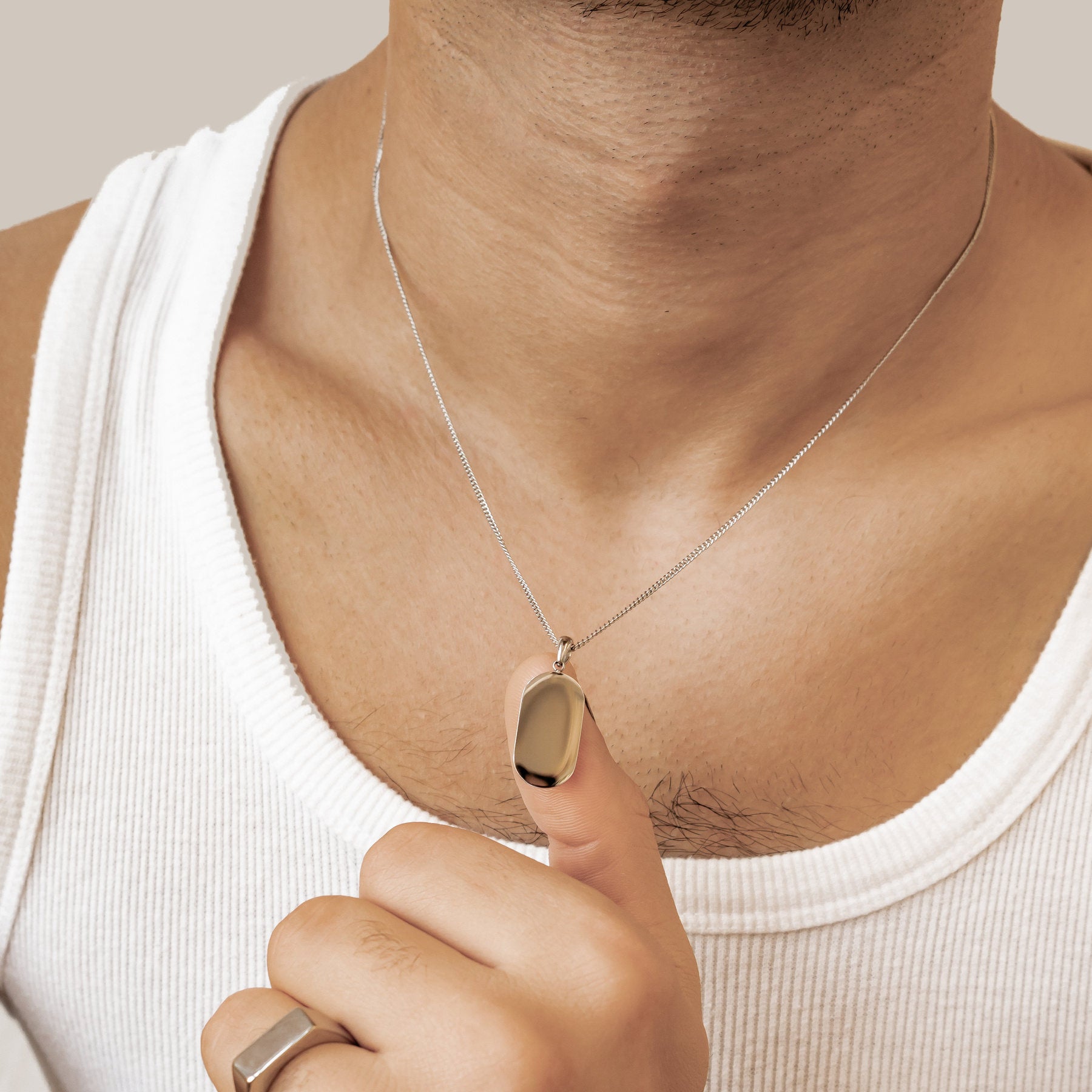 Minimalist Tag Pendant Necklace Waterproof