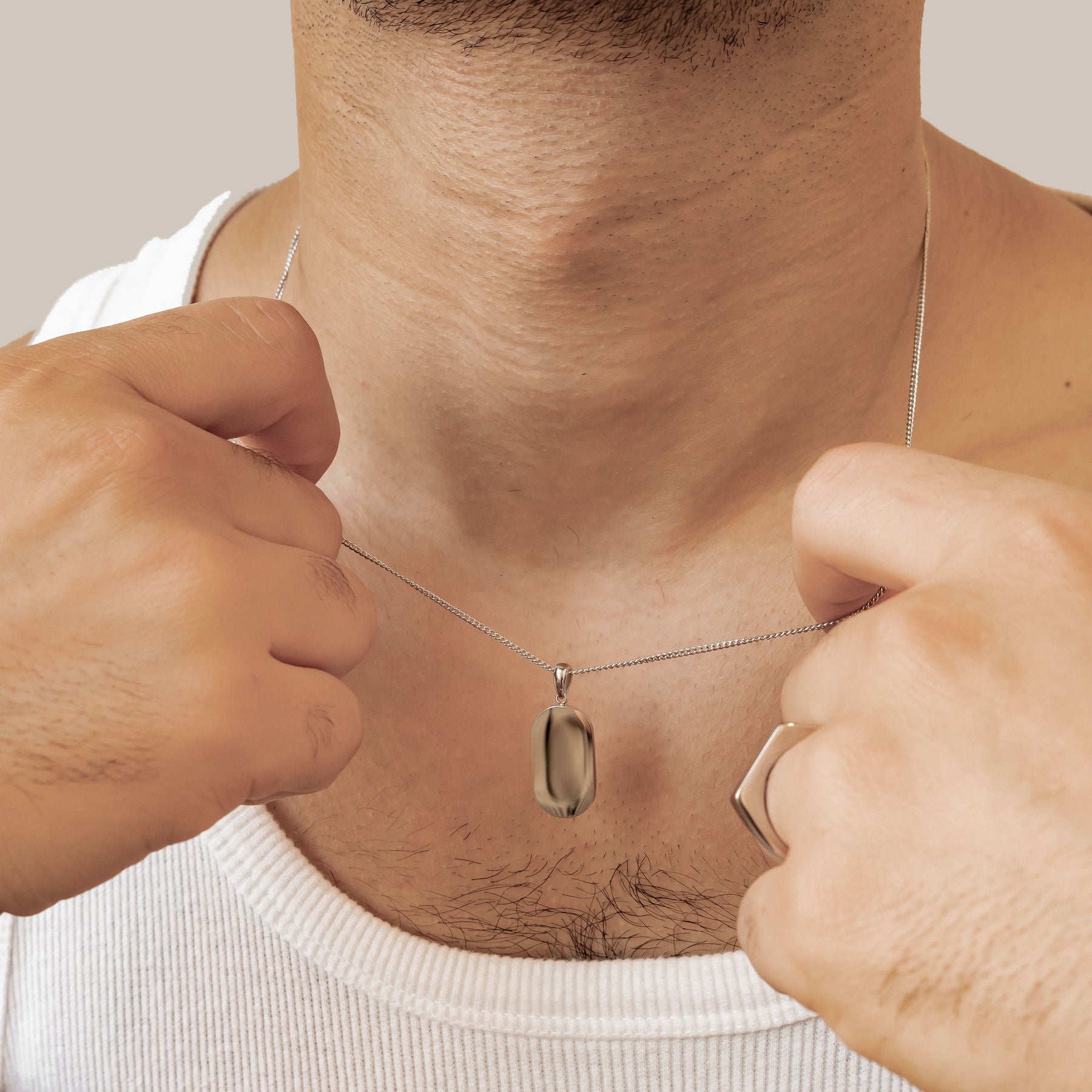 Minimalist Tag Pendant Necklace Waterproof