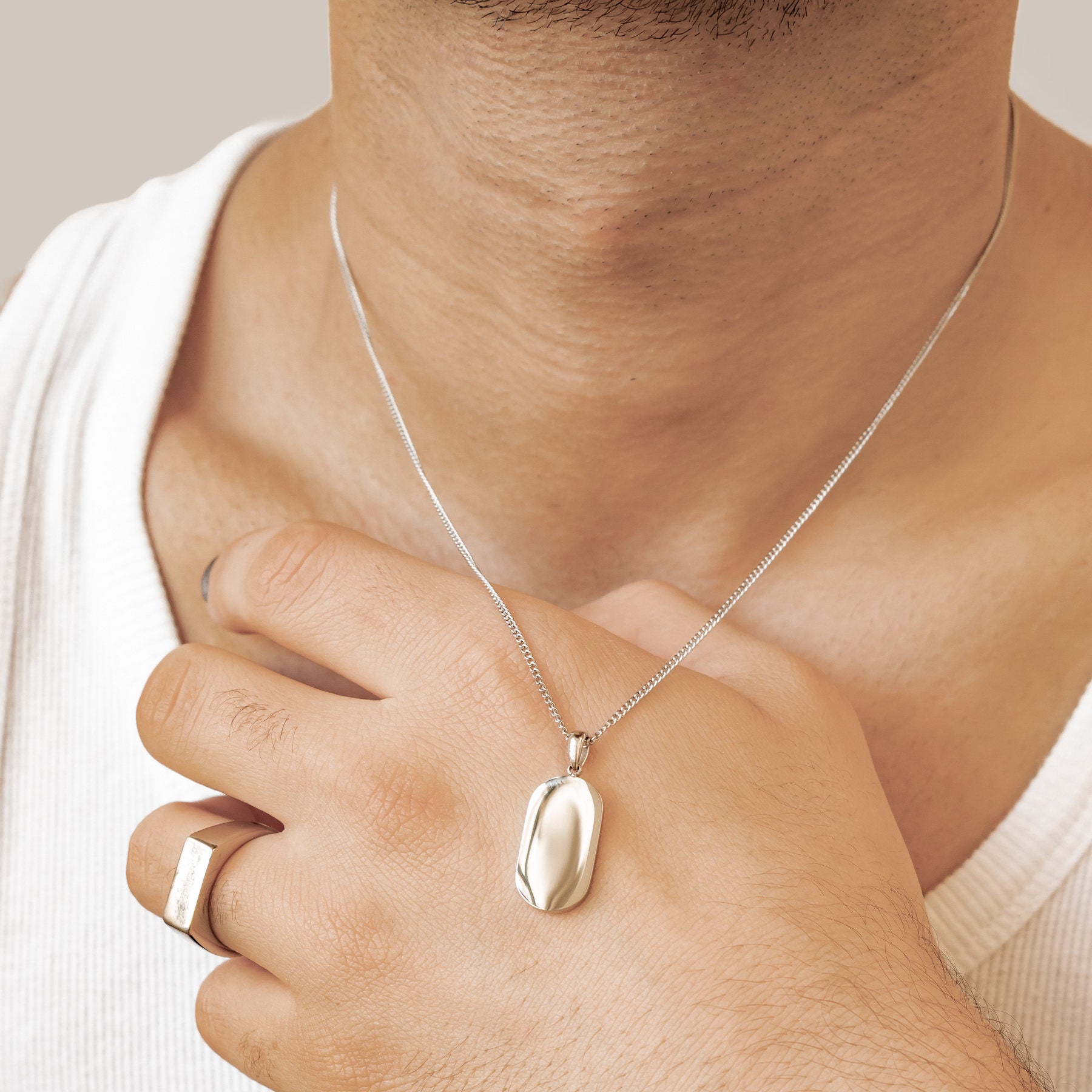 Minimalist Tag Pendant Necklace Waterproof