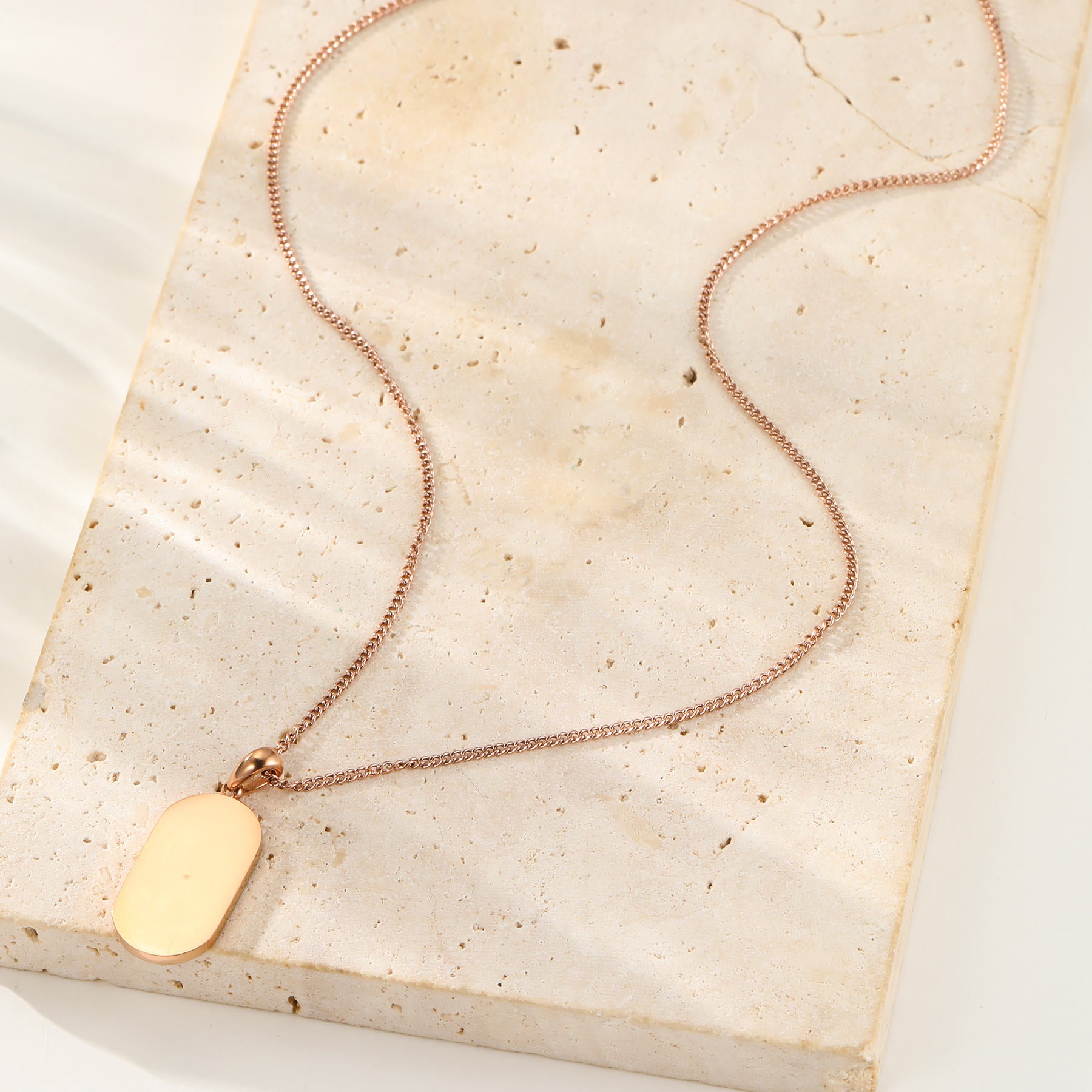 Minimalist Tag Pendant Necklace Waterproof