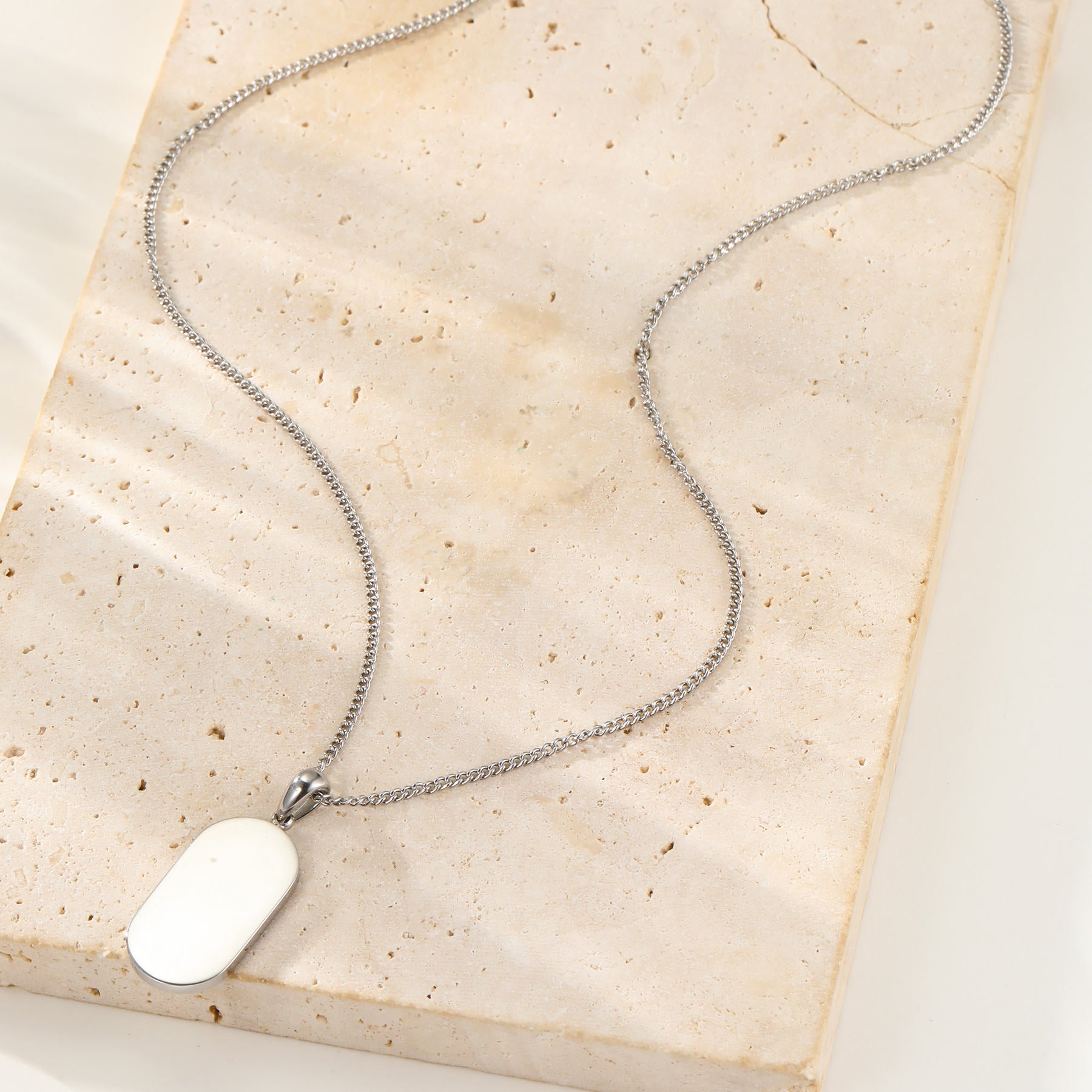 Minimalist Tag Pendant Necklace Waterproof