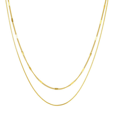 Mixed Cable and Bead Chain Necklace Gold