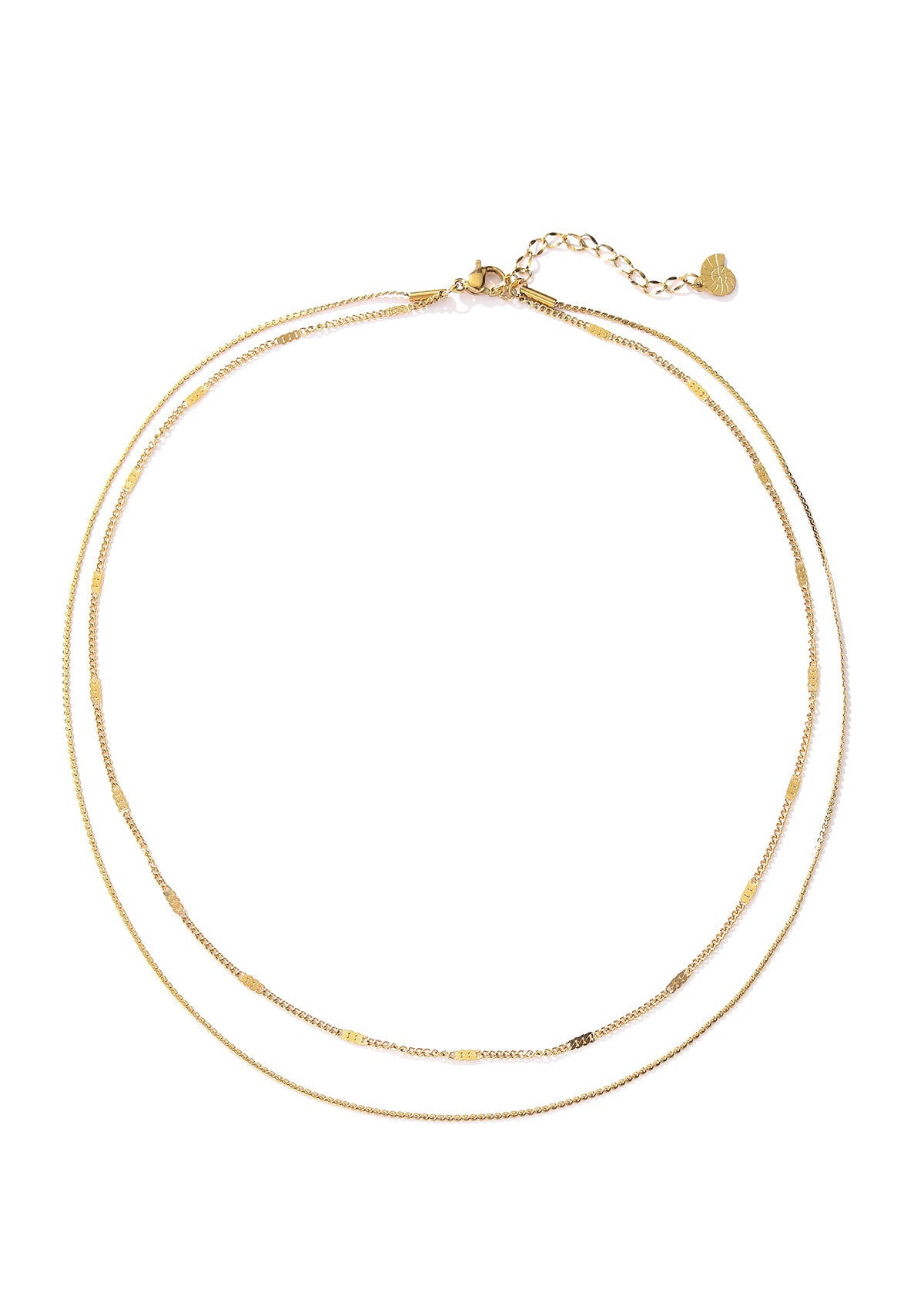 Mixed Cable and Bead Chain Necklace Gold