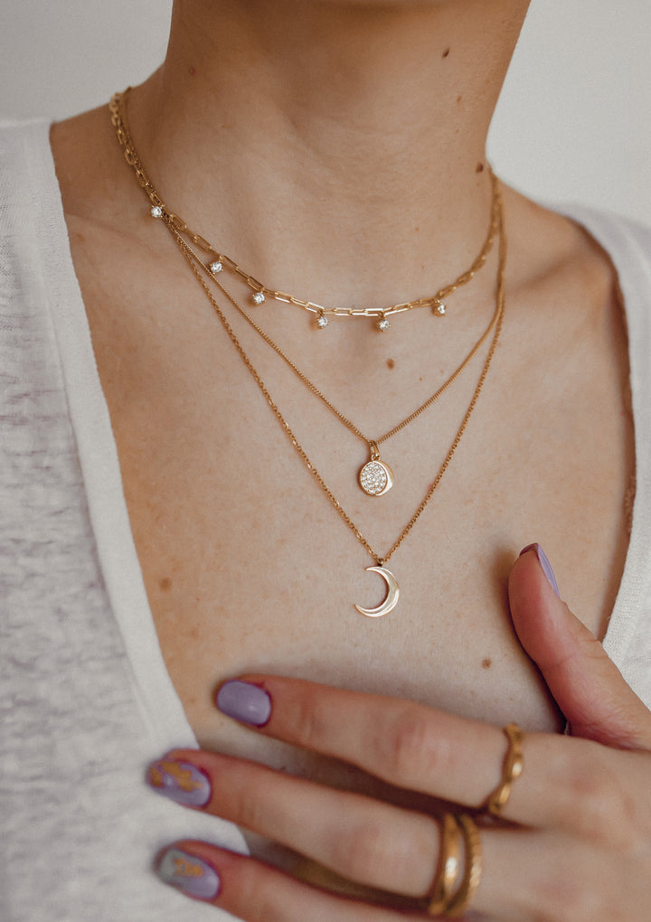 Moon Pendant Sterling Silver Gold
