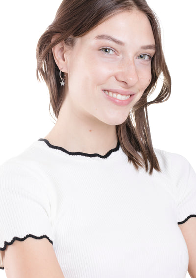 Boucles d'Oreilles Lune et Etoile Argent