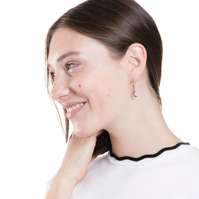 Boucles d'Oreilles Lune et Etoile Argent