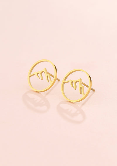 Mountain Stud Earrings Gold