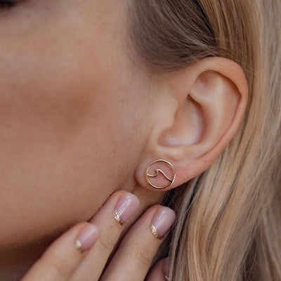 Mountain Stud Earrings Rose Gold