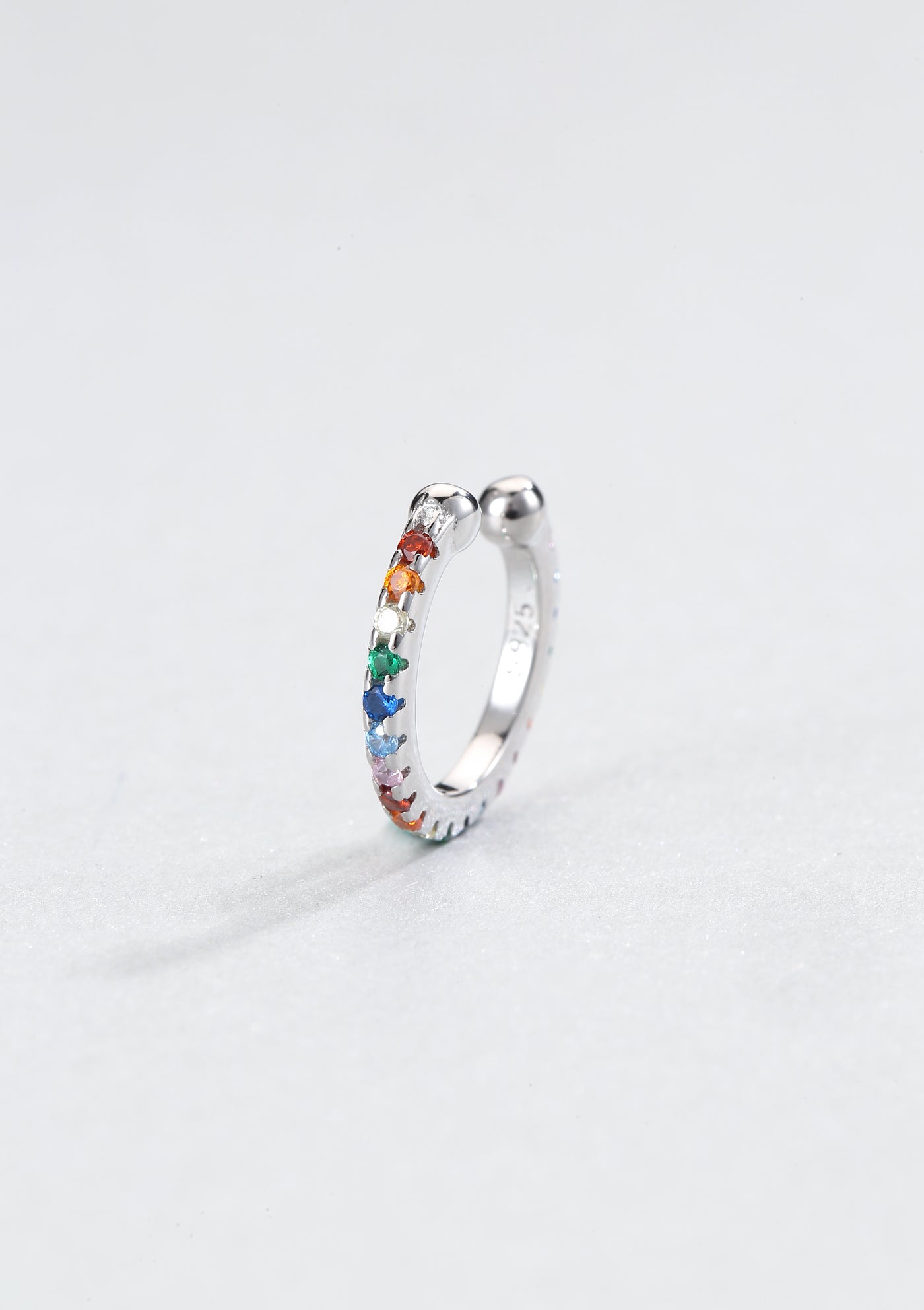 Ear Cuff Ohrring mit Bunten Strasssteinen Sterlingsilber