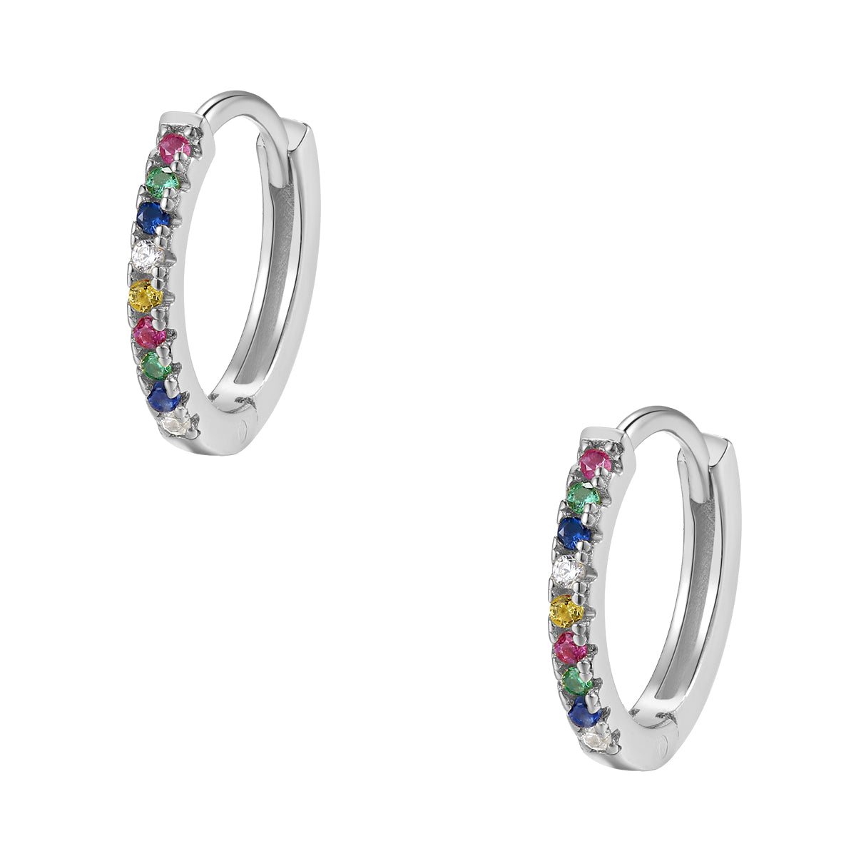 Pendientes Huggie Piedra Multicolor Plata de Ley 925