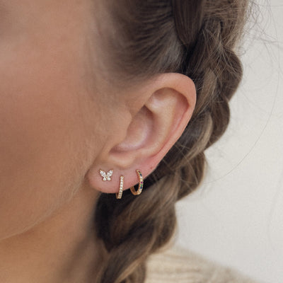 Pendientes Huggie Piedra Multicolor Plata de Ley 925 en Oro