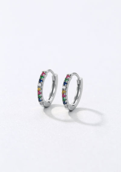 Pendientes Huggie Piedra Multicolor Plata de Ley 925