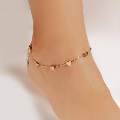 Bracelet de Cheville Multi Cœurs