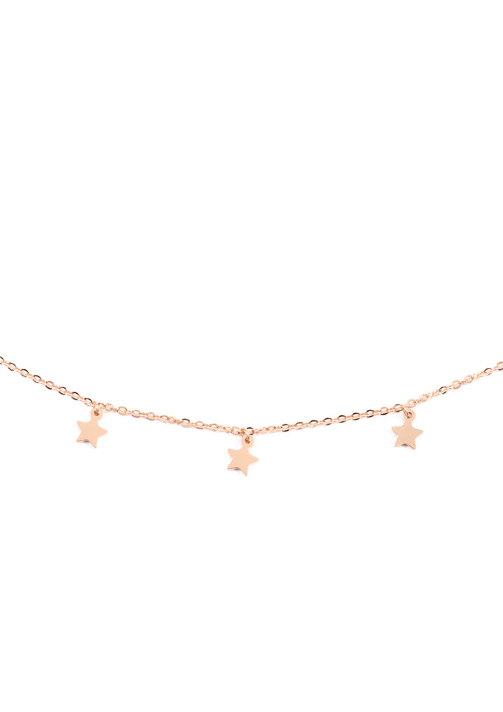 Multiple Star Charms Necklace Rose Gold