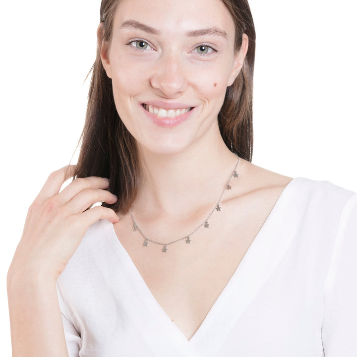Multiple Star Charms Necklace Silver