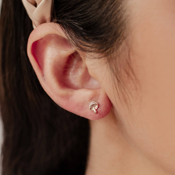 Clous d'Oreille Mushroom Argent Sterling