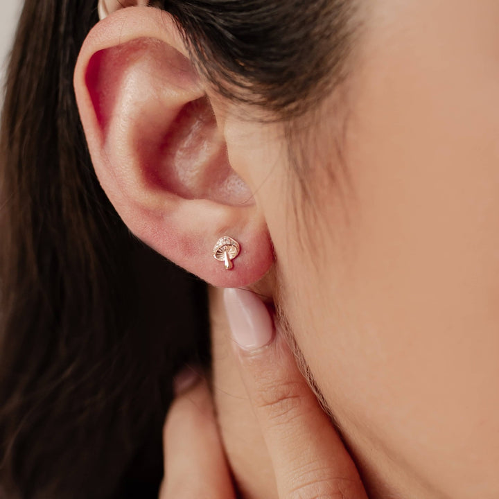 Clous d'Oreille Mushroom Argent Sterling
