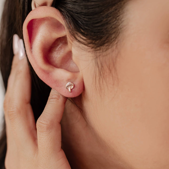 Clous d'Oreille Mushroom Argent Sterling