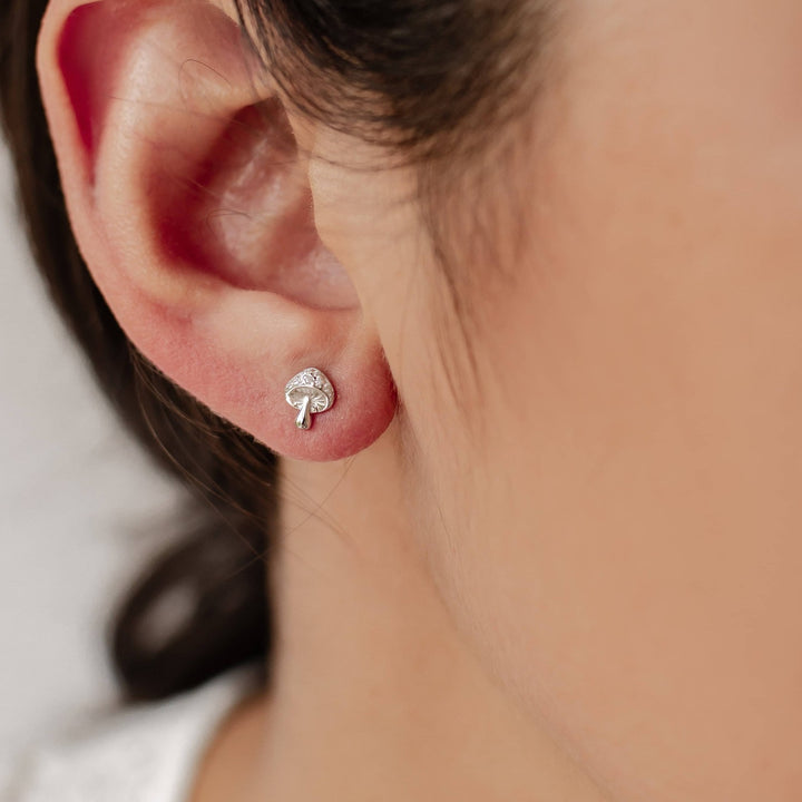 Clous d'Oreille Mushroom Argent Sterling
