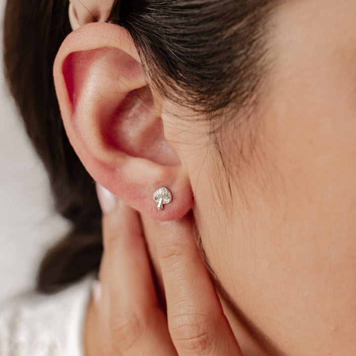 Clous d'Oreille Mushroom Argent Sterling