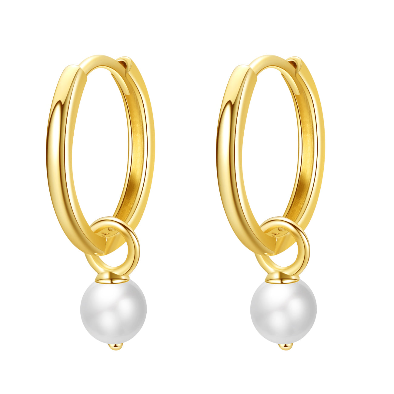 New Beginnings Pearl Hoop Earrings 14K Gold