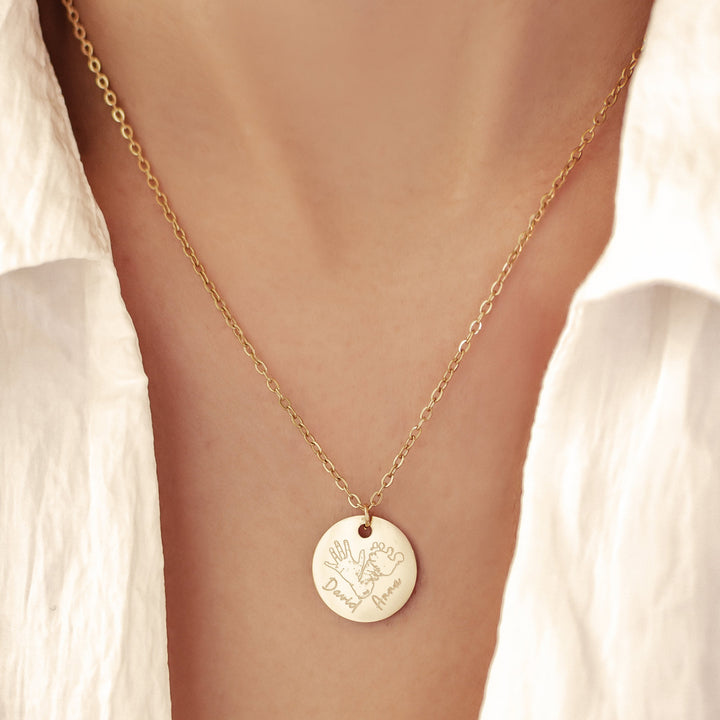 New Born Hand & Foot Engraving Necklace Stainless Steel