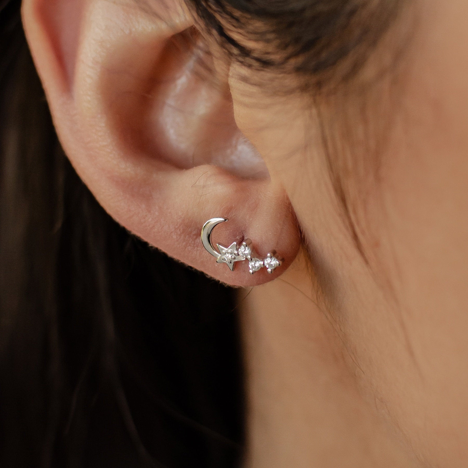 Night Sky Stud Earrings Sterling Silver