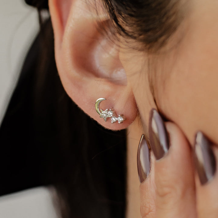 Night Sky Stud Earrings Sterling Silver