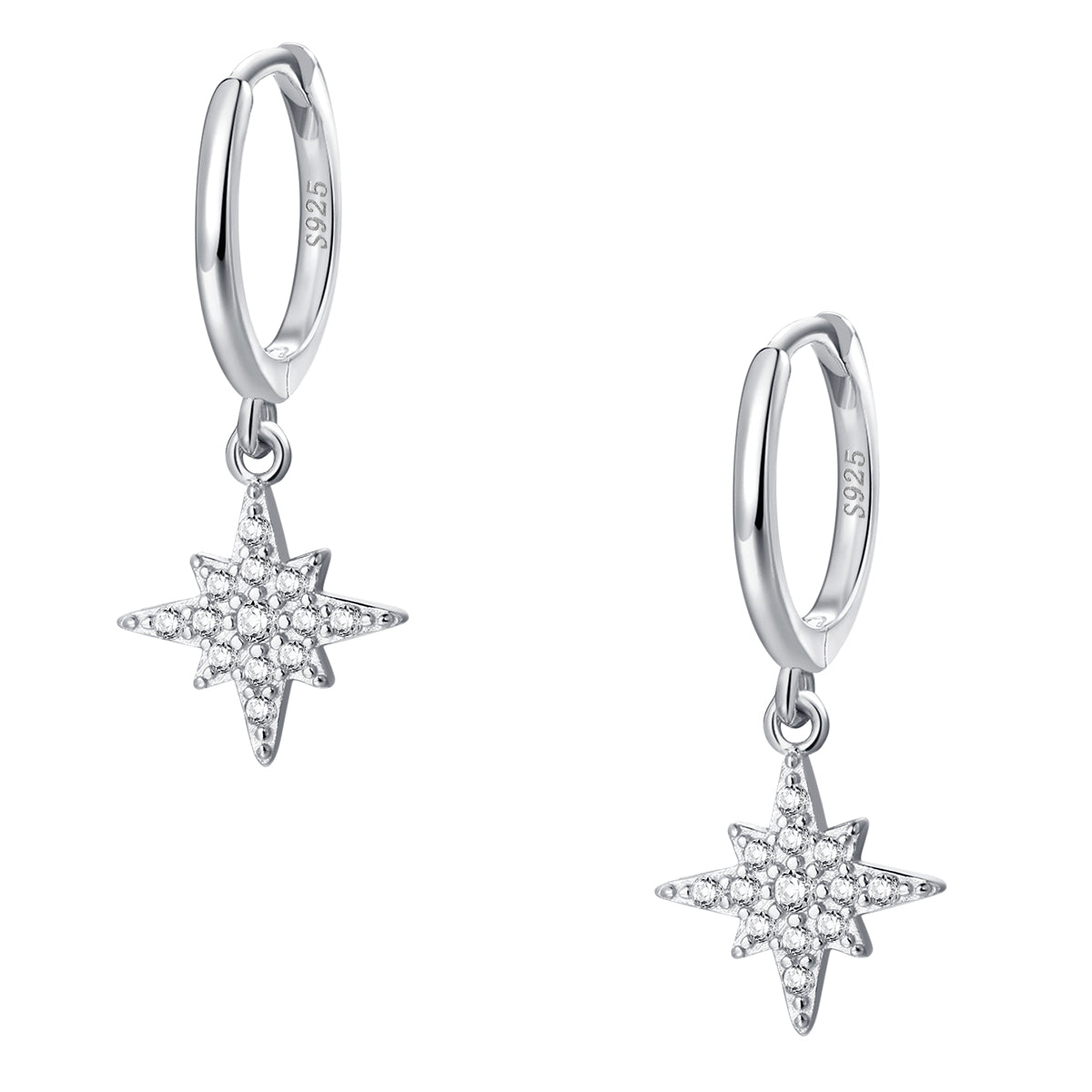 North Star Huggie Earrings Sterling Silver