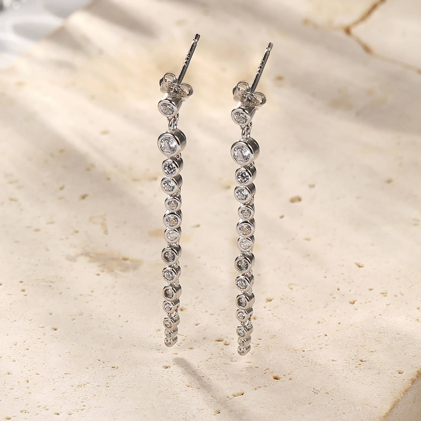 Boucles d’Oreill Goutte Orb Chaîne Sterling Argent
