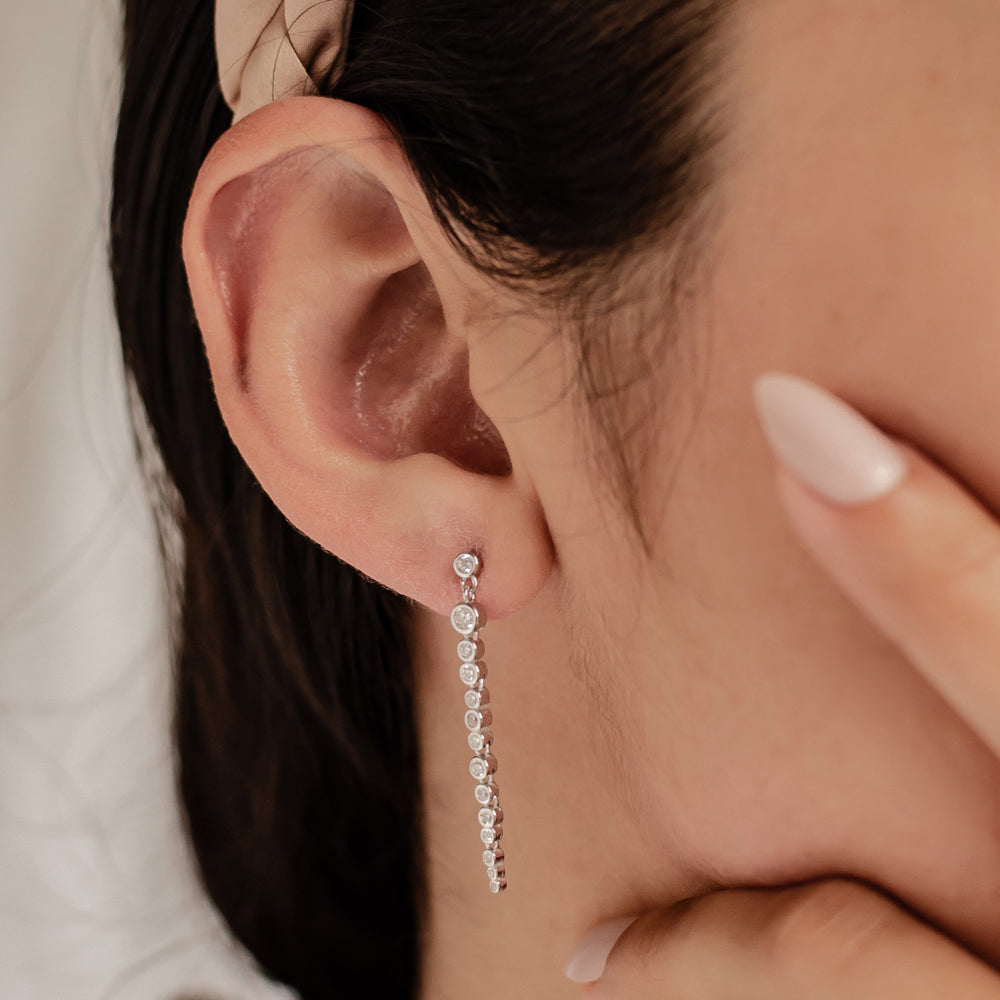 Boucles d’Oreill Goutte Orb Chaîne Sterling Argent