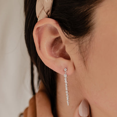 Boucles d’Oreill Goutte Orb Chaîne Sterling Argent