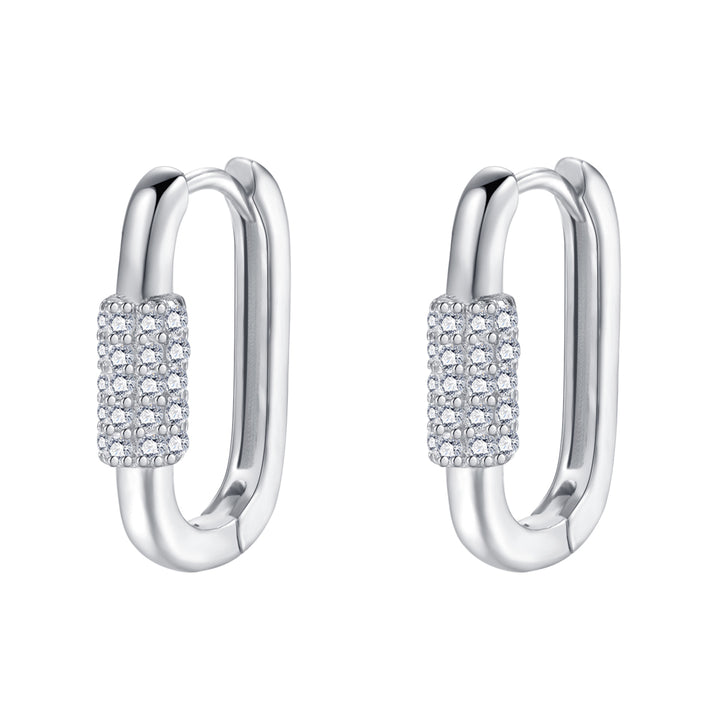 Oval Karabiner Huggie Ohrringe Sterlingsilber