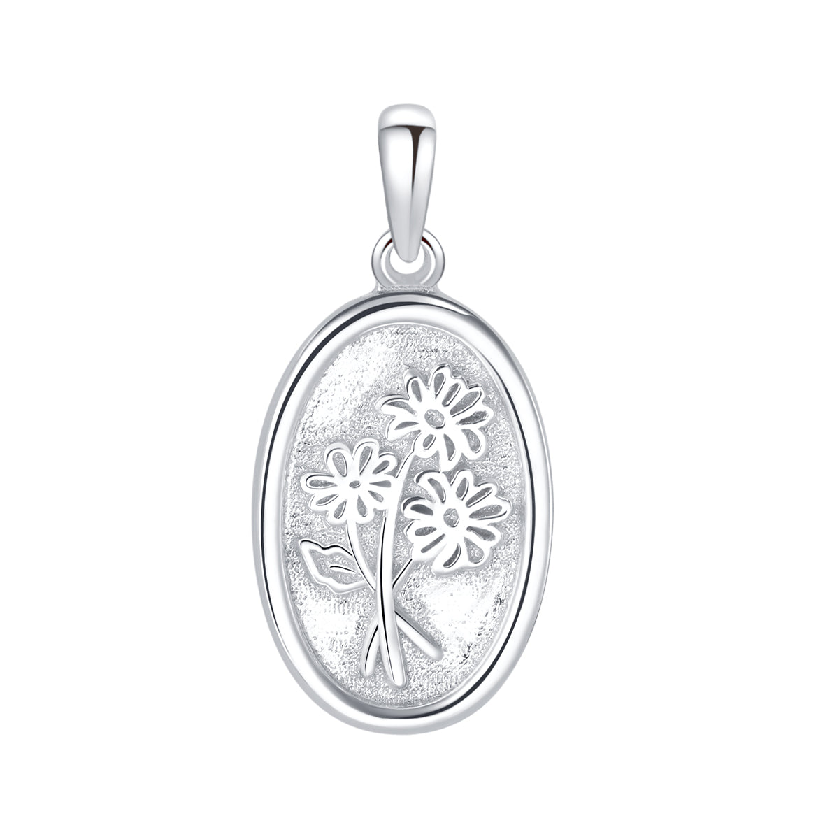 Collier Pendentif Marguerite Ovale Sterling Argent